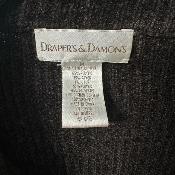 Draper's and Damon’s Brown Faux Leopard Full Zip Sweater Cardigan Sz. Medium EUC - Picture 2 of 7